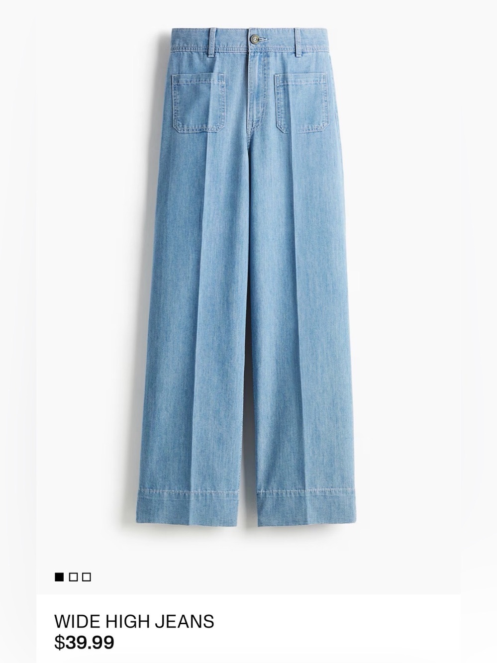 50% off 2 or more:H&M Light Blue Wide High-Waist Soft Jeans
